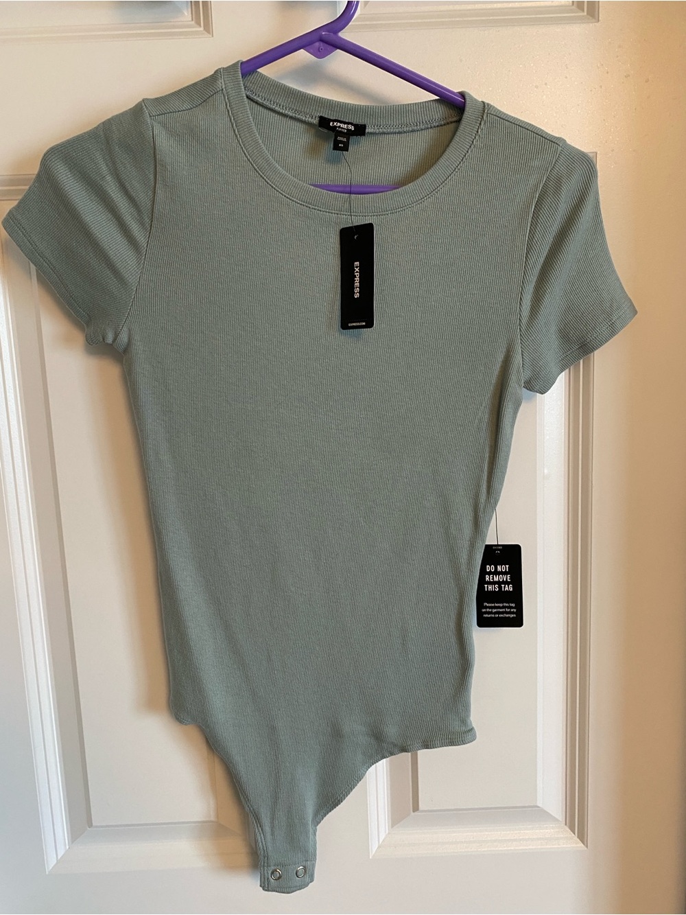 NWT Express Mint Green Ribbed Short-Sleeve Bodysuit